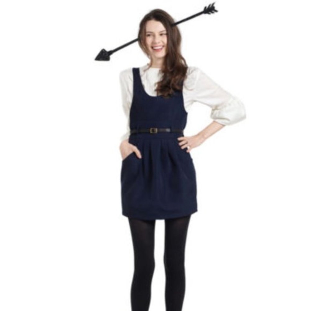 Whit navy wool blend pinafore dress sz 4 NWOT